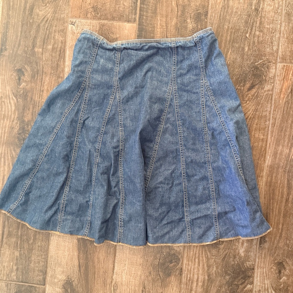 GAP Y2K Womens Denim Paneled Contrast Stitch Flared A-Line Skirt,Medium Wash, 8 - Picture 5 of 7
